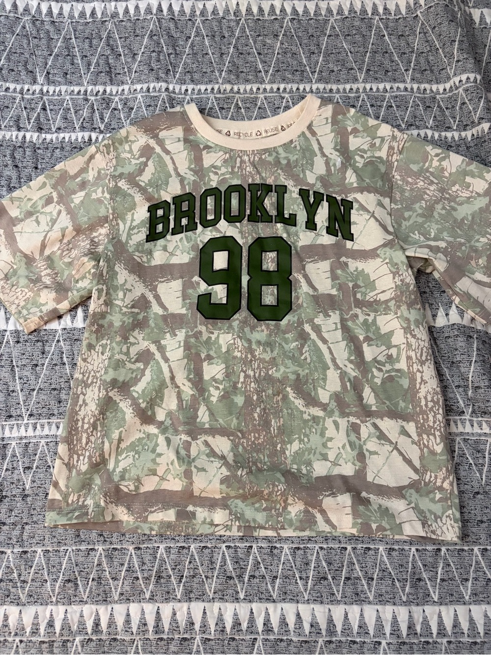 T.J.Maxx Green Camo 'Brooklyn 98' Short Sleeve Tee
